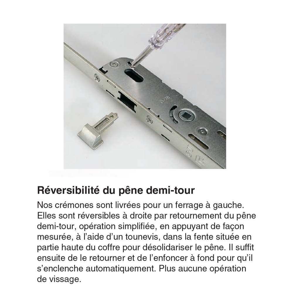 Mécanisme crémone avec une fermeture réglable 02.F10022ABQ2 pour fenêtre